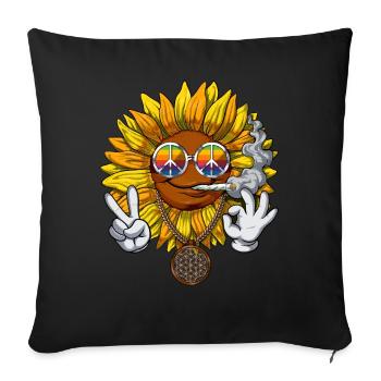Sunflower Hippie Stoner - Sofa pillowcase 17,3'' x 17,3'' (45 x 45 cm) - black - Front