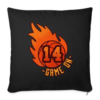 Athlete Ball Fire Game Sport Number 14 Basketball - Sofa pillowcase 17,3'' x 17,3'' (45 x 45 cm) - black - Front