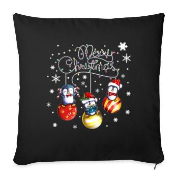 Merry Christmas Penguin Christmas Balls Xmas - Sofa pillowcase 17,3'' x 17,3'' (45 x 45 cm) - black - Front