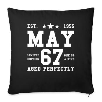 67. Geburtstag Mai Jahrgang 1955 Geschenkidee - Sofakissenbezug 45 x 45 cm - Schwarz - Vorne