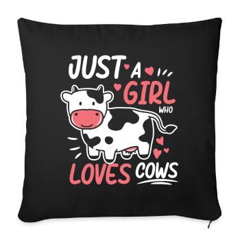 Amoureux des vaches veau agriculteur - Housse de coussin décorative 45 x 45 cm - noir - Devant