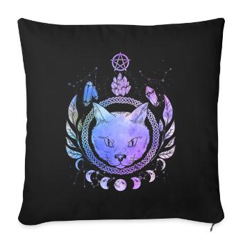 Symbole magique de chat occulte Wicca Goth Cats - Housse de coussin décorative 45 x 45 cm - noir - Devant