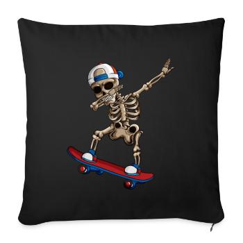 Skateboard Skating Skeleton fait danser le dabbing - Housse de coussin décorative 45 x 45 cm - noir - Devant
