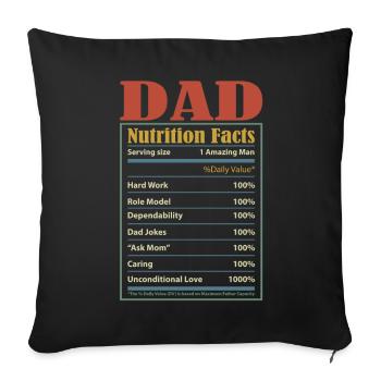Papa Nutrition Facts Portion Taille 1 Amazing Man - Housse de coussin décorative 45 x 45 cm - noir - Devant
