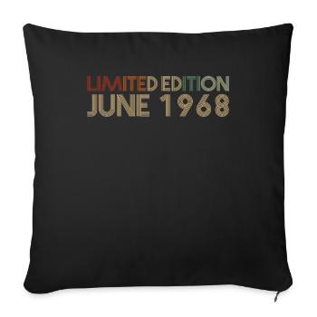 54. Geburtstag Juni Jahrgang 1968 Geschenkidee - Sofakissenbezug 45 x 45 cm - Schwarz - Vorne