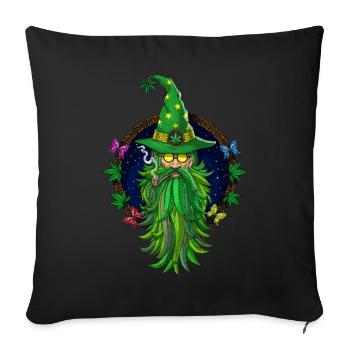 Weed Wizard Stoner - Sofa pillowcase 17,3'' x 17,3'' (45 x 45 cm) - black - Front