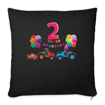 Birth Born Age 2 Years Old Farmer Rancher Tractor - Sofakissenbezug 45 x 45 cm - Schwarz - Vorne