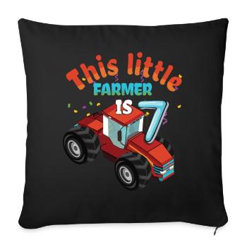 Birth Born Age 7 Years Old Little Farmer Tractor - Sofakissenbezug 45 x 45 cm - Schwarz - Vorne