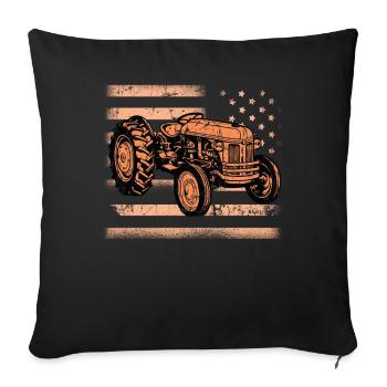 Farm Farmer Rancher Drive Tracteur drapeau américain - Housse de coussin décorative 45 x 45 cm - noir - Devant