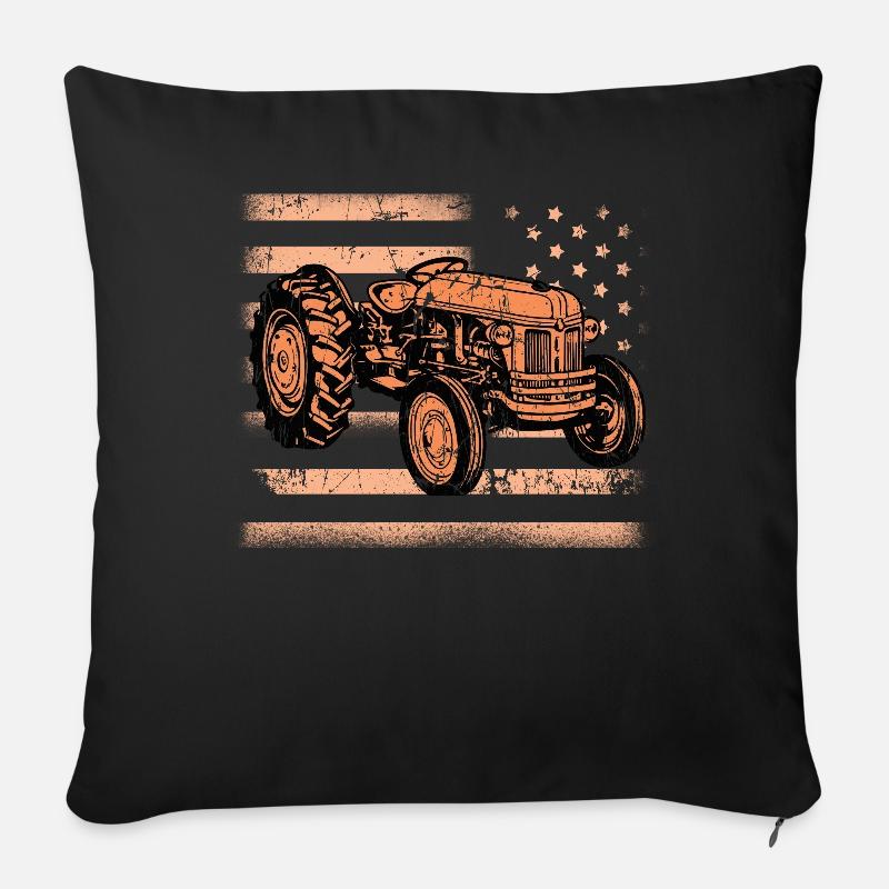 Farm Farmer Rancher Drive US American Flag Tractor - Sofakissenbezug 45 x 45 cm - Schwarz