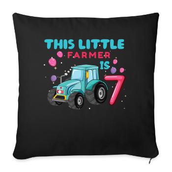 Birth Born Age 7 Year Old Little Farmer Tractor - Sofakissenbezug 45 x 45 cm - Schwarz - Vorne