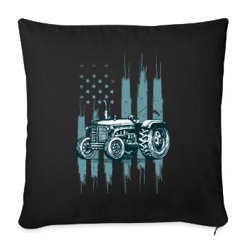 Farm Farmer Rancher Drive US Flag American Tractor - Housse de coussin décorative 45 x 45 cm - noir - Devant