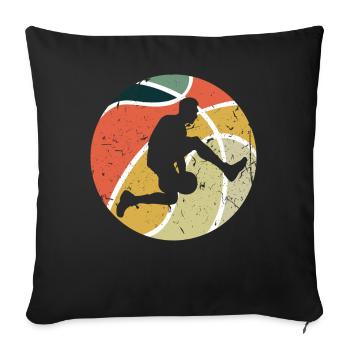 Vintage Retro Game Sport Basket Ball Basketball - Sofa pillowcase 17,3'' x 17,3'' (45 x 45 cm) - black - Front
