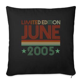 17ème Anniversaire Juin Vintage 2005 Idée Cadeau - Housse de coussin décorative 45 x 45 cm - noir - Devant
