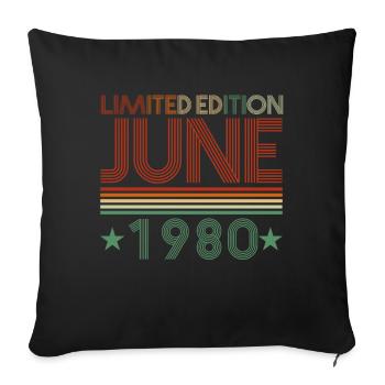 42ème anniversaire Juin né 1980 Idée cadeau - Housse de coussin décorative 45 x 45 cm - noir - Devant