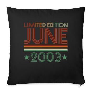 19th birthday June Vintage 2003 Gift idea - Sofa pillowcase 17,3'' x 17,3'' (45 x 45 cm) - black - Front