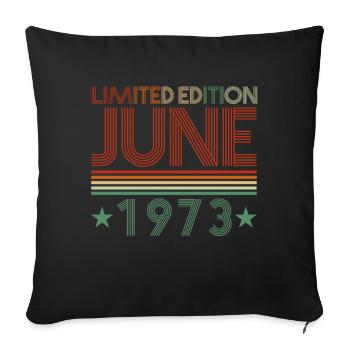 49. Geburtstag Juni Jahrgang 1973 Geschenkidee - Sofakissenbezug 45 x 45 cm - Schwarz - Vorne
