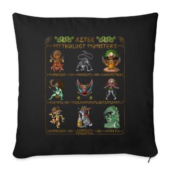 Anciens monstres de la mythologie aztèque - Housse de coussin décorative 45 x 45 cm - noir - Devant