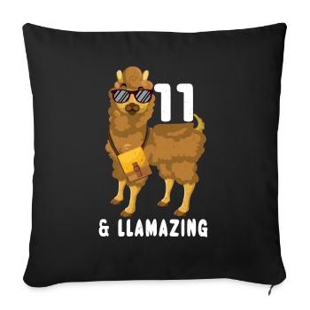 Kawaii Naissance Né 11 ans Alpaga Llama - Housse de coussin décorative 45 x 45 cm - noir - Devant