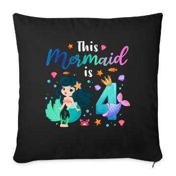 This Mermaid is 8 Mädchen Gebutrstag Meerjungfrau - Sofakissenbezug 45 x 45 cm - Schwarz - Vorne