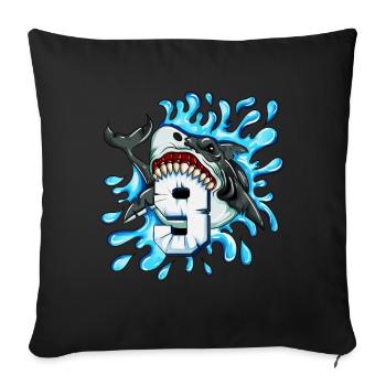 Birthday gift for the 9th birthday children shark - Sofa pillowcase 17,3'' x 17,3'' (45 x 45 cm) - black - Front