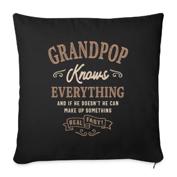 Le grand-père masculin sait tout drôle fête des pères - Housse de coussin décorative 45 x 45 cm - noir - Devant
