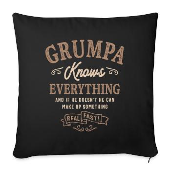 Mens Grumpa sait tout drôle Fête des pères - Housse de coussin décorative 45 x 45 cm - noir - Devant