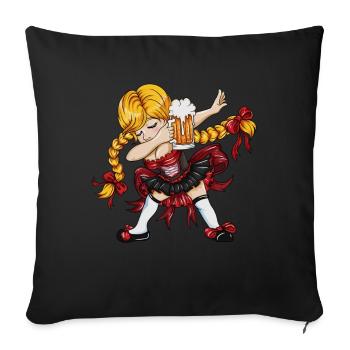 Trachten Girl en tenue bavaroise traditionnelle Dirndl - Housse de coussin décorative 45 x 45 cm - noir - Devant