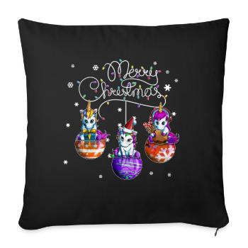 Merry Christmas Unicorn Christmas Ball Motif - Sofa pillowcase 17,3'' x 17,3'' (45 x 45 cm) - black - Front