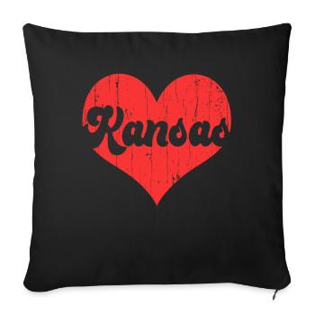 America Citizen US State Flag Heart Love Kansas - Sofa pillowcase 17,3'' x 17,3'' (45 x 45 cm) - black - Front