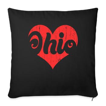 America Citizen US State Flag Heart Love Ohio - Sofa pillowcase 17,3'' x 17,3'' (45 x 45 cm) - black - Front