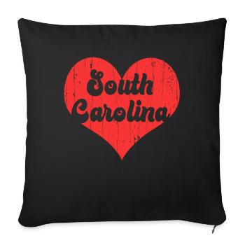 America Citizen US State Heart Love South Carolina - Sofa pillowcase 17,3'' x 17,3'' (45 x 45 cm) - black - Front