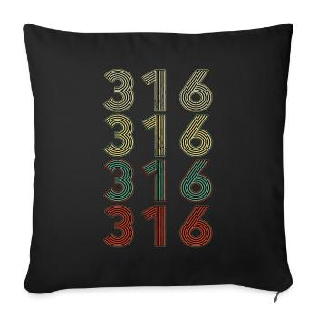 Retro America State Flag Area Code Kansas - Sofakissenbezug 45 x 45 cm - Schwarz - Vorne