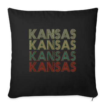 Retro America State Flag Vintage Kansass - Sofakissenbezug 45 x 45 cm - Schwarz - Vorne