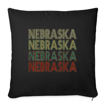 Rétro Amérique Drapeau d’État Vintage Nebraska - Housse de coussin décorative 45 x 45 cm - noir - Devant