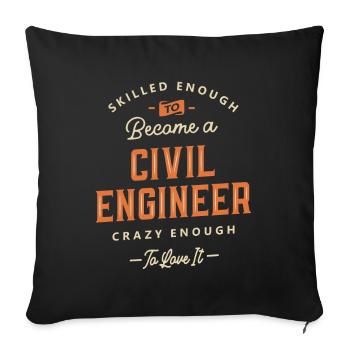Civil Engineer Funny Job Title Profession - Sofa pillowcase 17,3'' x 17,3'' (45 x 45 cm) - black - Front