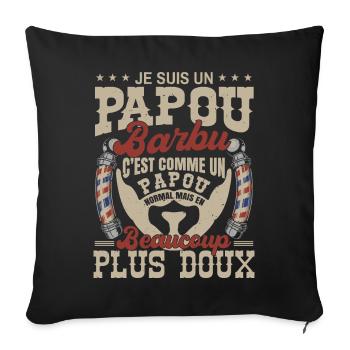 Je suis un papou barbu normal fans barbe - Housse de coussin décorative 45 x 45 cm - noir - Devant