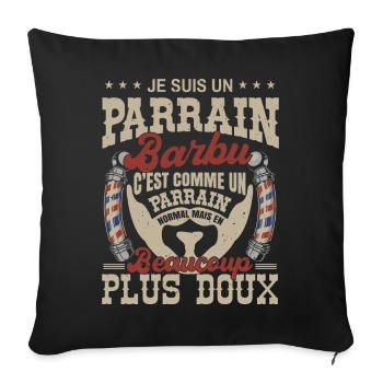 Je suis un parrain barbu normal fans barbe - Housse de coussin décorative 45 x 45 cm - noir - Devant