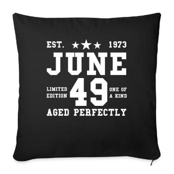 49th birthday June born 1973 Gift idea - Sofa pillowcase 17,3'' x 17,3'' (45 x 45 cm) - black - Front