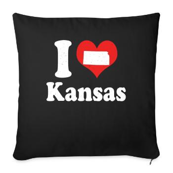 America Citizen US State Love I Heart Kansas - Sofa pillowcase 17,3'' x 17,3'' (45 x 45 cm) - black - Front