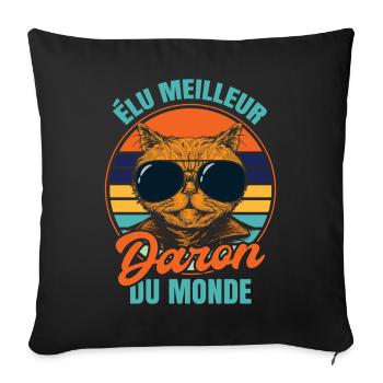 Élu meilleur daron propriétaire chats - Housse de coussin décorative 45 x 45 cm - noir - Devant