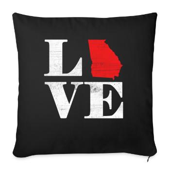 Fière Amérique Carte terrestre de l’État Amour Géorgie - Housse de coussin décorative 45 x 45 cm - noir - Devant