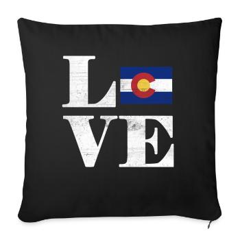 Fière Amérique Carte terrestre de l’État Amour Colorado - Housse de coussin décorative 45 x 45 cm - noir - Devant