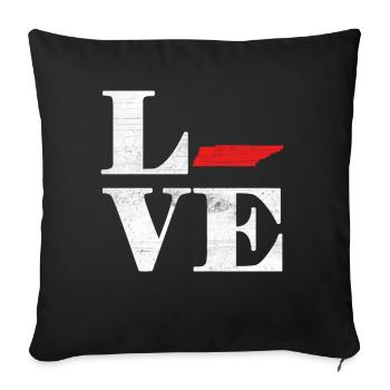 Fière Amérique Carte terrestre de l’État Amour Tennessee - Housse de coussin décorative 45 x 45 cm - noir - Devant