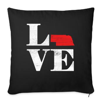 Fière Amérique Carte terrestre de l’État Amour Nebraska - Housse de coussin décorative 45 x 45 cm - noir - Devant