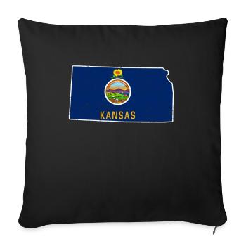 Land Map America US State Distressed Kansas - Sofa pillowcase 17,3'' x 17,3'' (45 x 45 cm) - black - Front