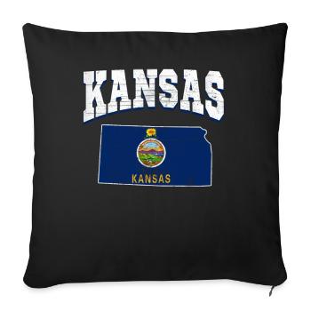 US America State Flag Land Map Kansas - Sofakissenbezug 45 x 45 cm - Schwarz - Vorne