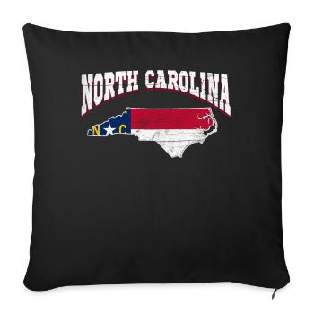 US America State Flag Land Map North Carolina - Sofa pillowcase 17,3'' x 17,3'' (45 x 45 cm) - black - Front