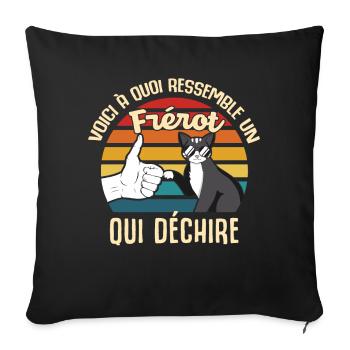 frérot cadeau propriétaire chats lunettes vintage - Housse de coussin décorative 45 x 45 cm - noir - Devant