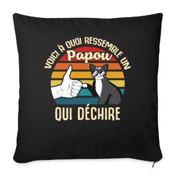 papou cadeau propriétaire chats lunettes cool - Housse de coussin décorative 45 x 45 cm - noir - Devant
